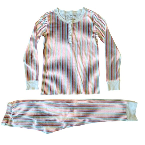 ROLLER RABBIT Party Striped Pajama Set Girls 8 Pima Cotton Rainbow Stripes PJs - Picture 1 of 12